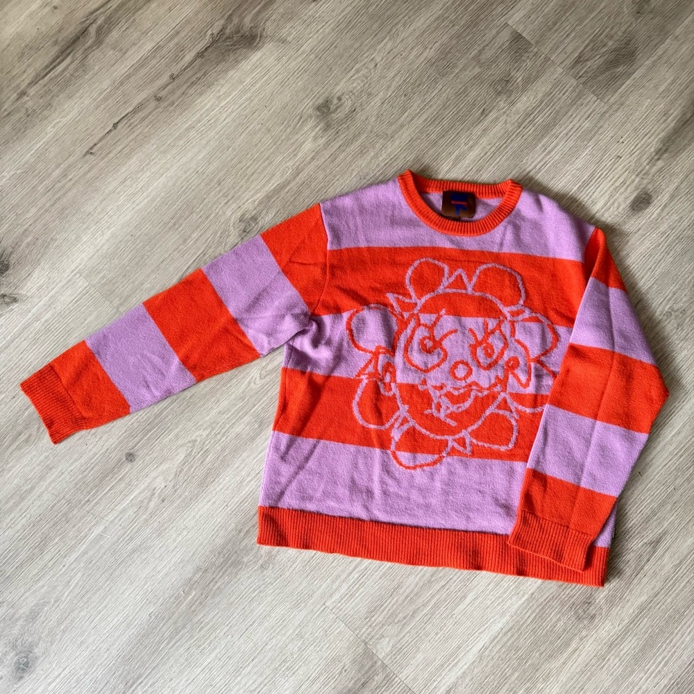Heaven Marc Jacobs Orange and Purple Striped Crazy Daisy Sweater - Size Medium